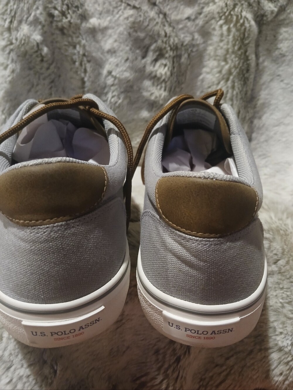 U.S. Polo Assn. Gray Canvas Sneakers with Brown Accents - Picture 4 of 5